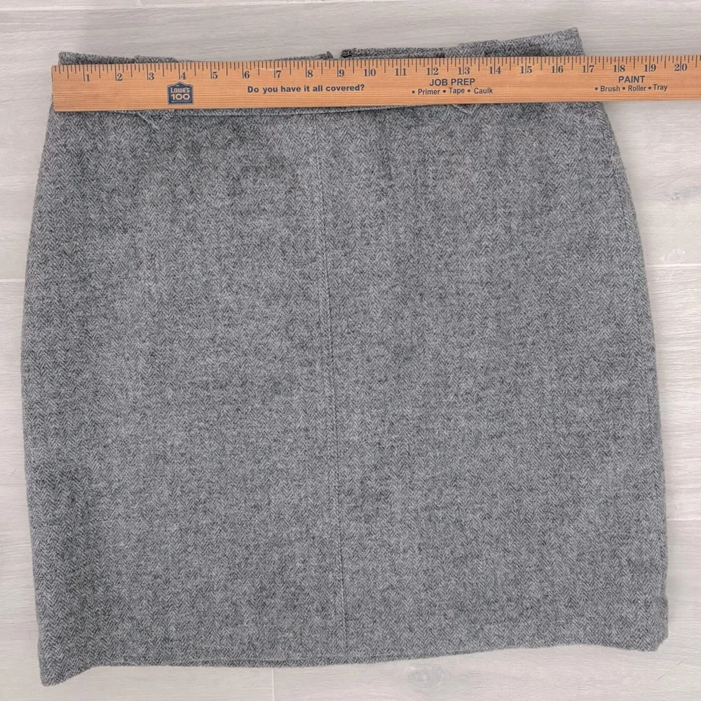 Talbots Herringbone Print Wool Blend Mini Skirt NWOT Grey Size 12 - Picture 3 of 7
